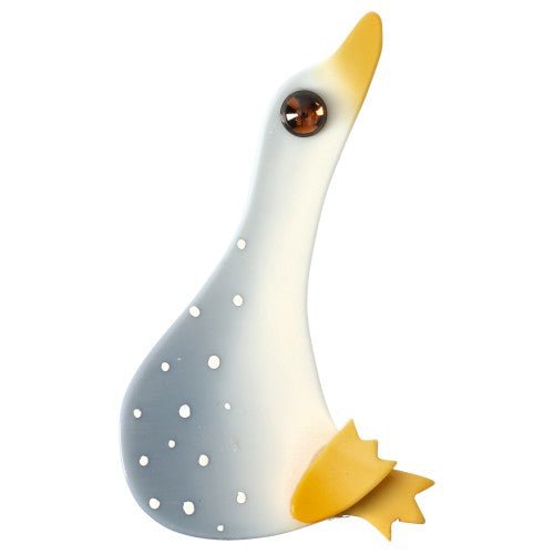 White - Grey and yellow Goose Brooch (small model) - Galalith – Vintage Jewelry - handcrafted by Pavone by Pavone