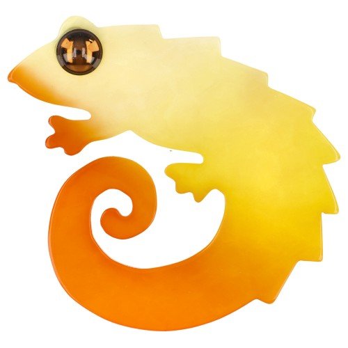 Yellow - Orange Camaieu Chameleon Brooch - Galalith – Vintage Jewelry - handcrafted by Pavone by Pavone