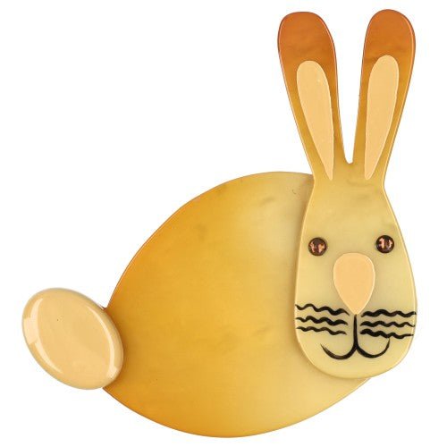 Yellow Pumpkin Rabbit Brooch - Galalith – Vintage Jewelry - handcrafted by Pavone by Pavone