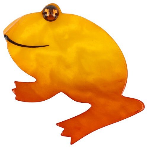 Yellow Round Frog Brooch - Galalith – Vintage Jewelry - handcrafted by Pavone by Pavone