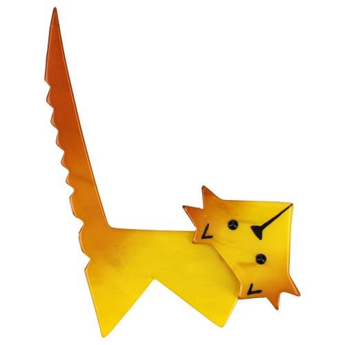 Yellow Zigzag Cat Brooch - Galalith – Vintage Jewelry - handcrafted by Pavone by Pavone