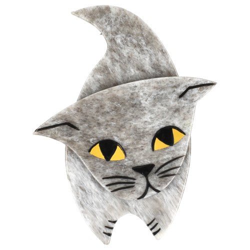 Hairy Beige Zorro Cat Brooch - Galalith – Vintage Jewelry - handcrafted by Pavone by Pavone