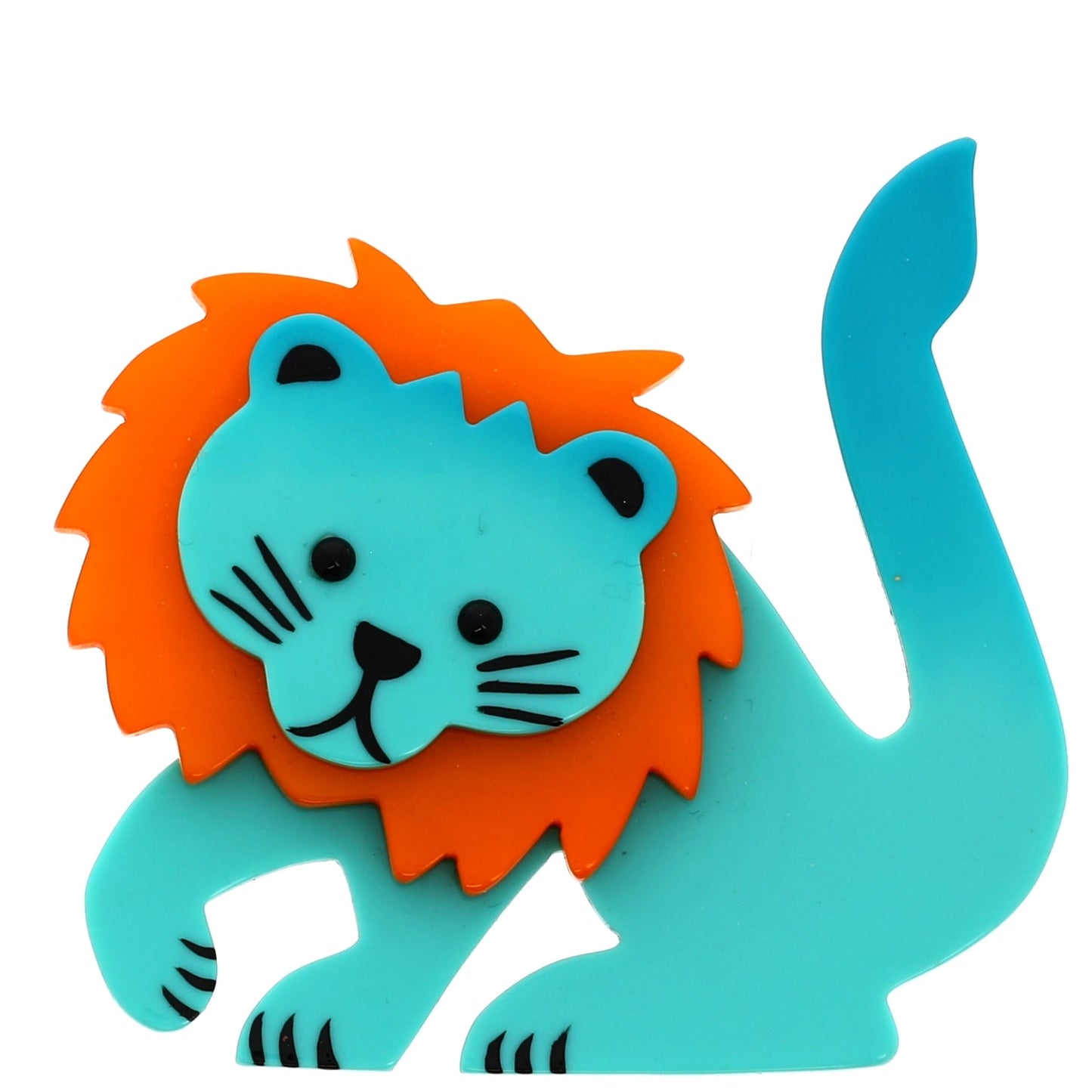 Aquamarine and Mango Leo Lion Brooch - Galalith – Vintage Jewelry - handcrafted by Pavone by Pavone