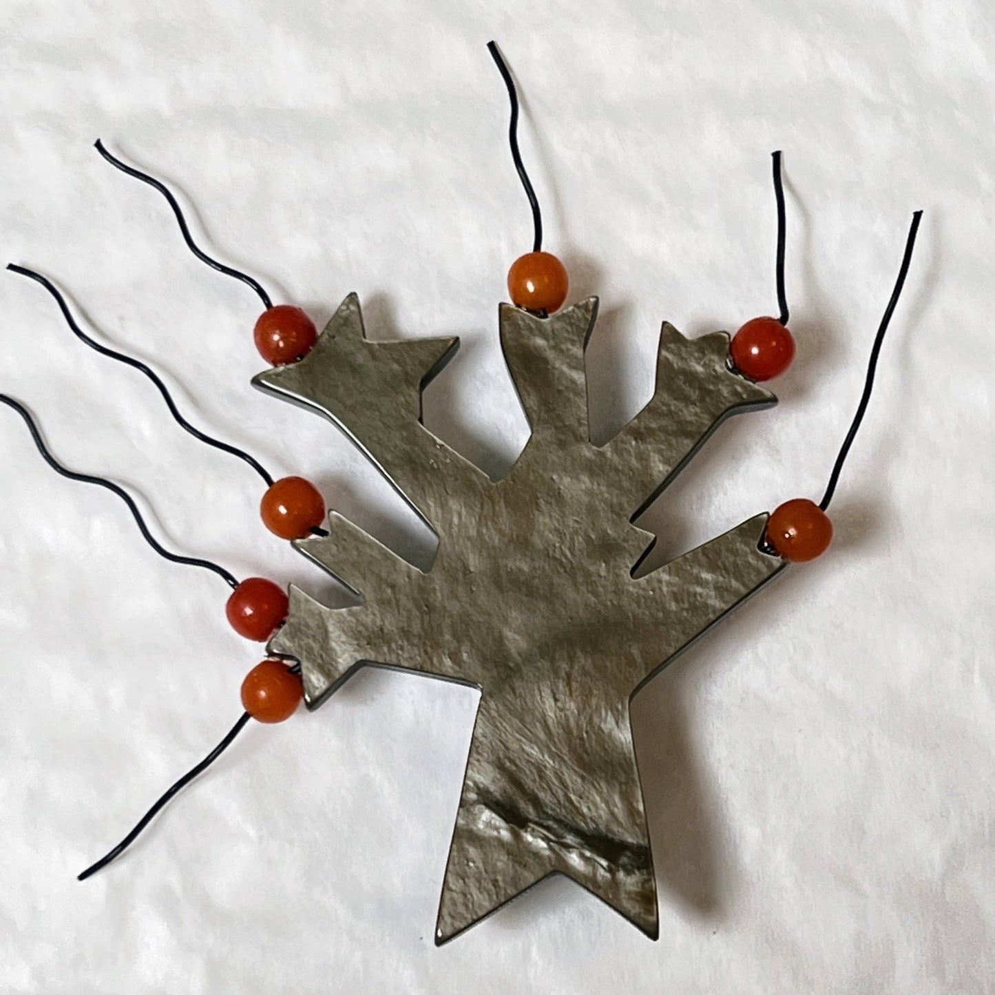 Beige and Orange Apple Tree Brooch - Galalith – Vintage Jewelry - handcrafted by Pavone by Pavone