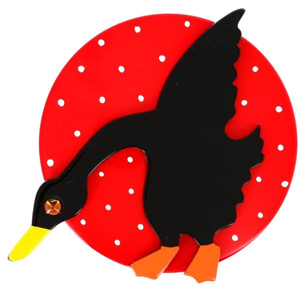 Black and red Wild Goose Brooch - Galalith – Vintage Jewelry - handcrafted by Pavone by Pavone