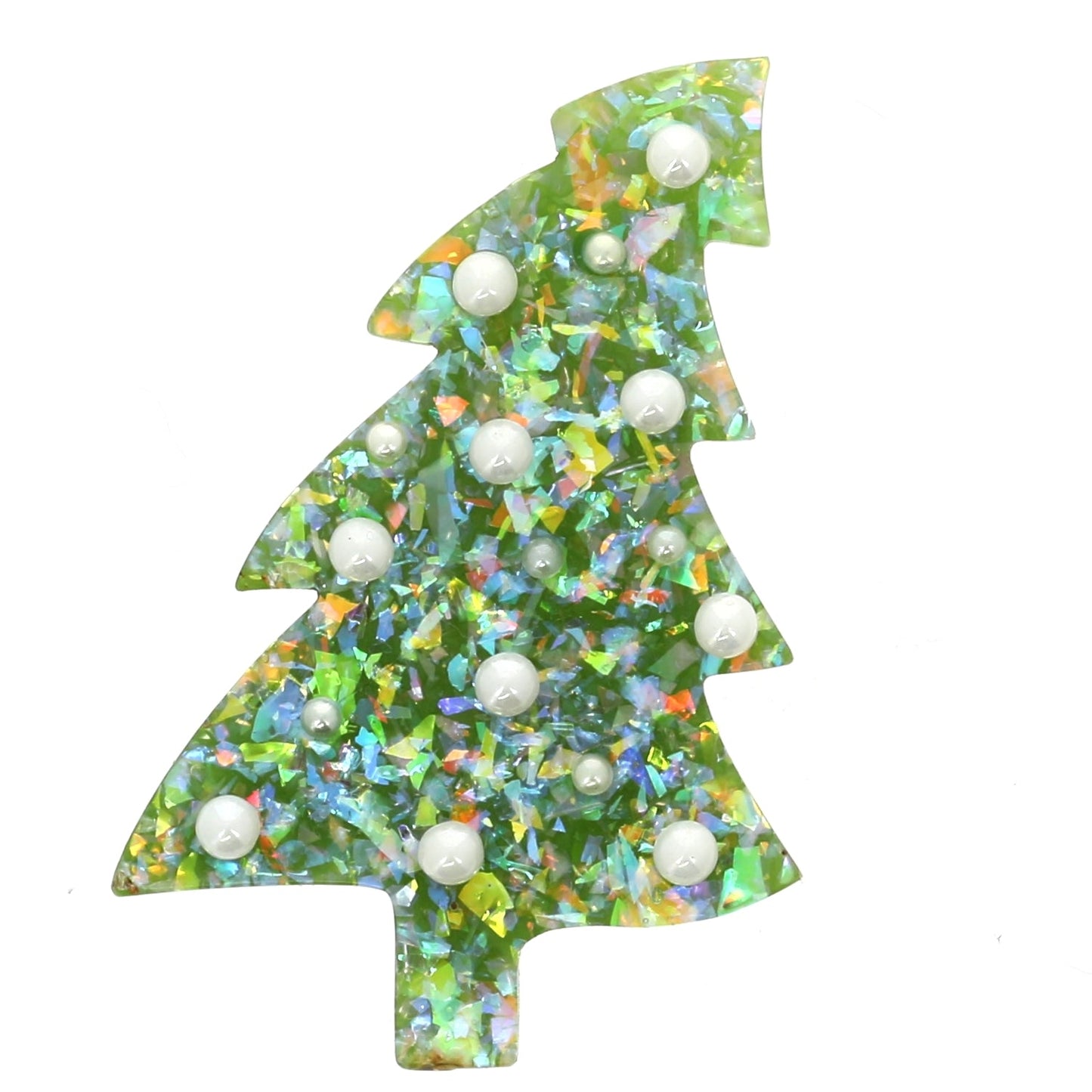 Brilliant moss green Pearl Christmas Tree Brooch - Galalith – Vintage Jewelry - handcrafted by Pavone by Pavone