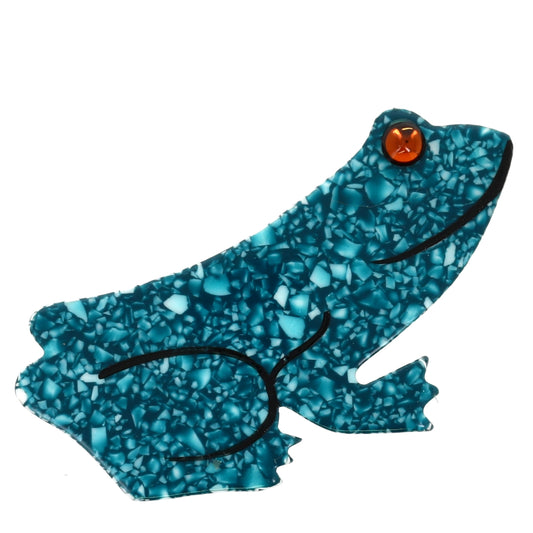 Mosaic Emerald Jujuba Frog Brooch