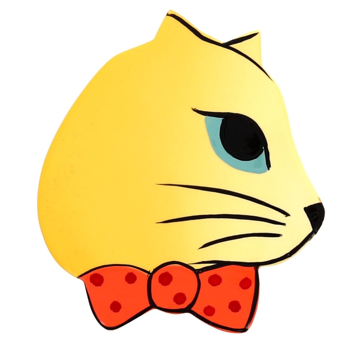 Mimosa Yellow Ribbon Cat Brooch - Galalith – Vintage Jewelry - handcrafted by Pavone by Pavone