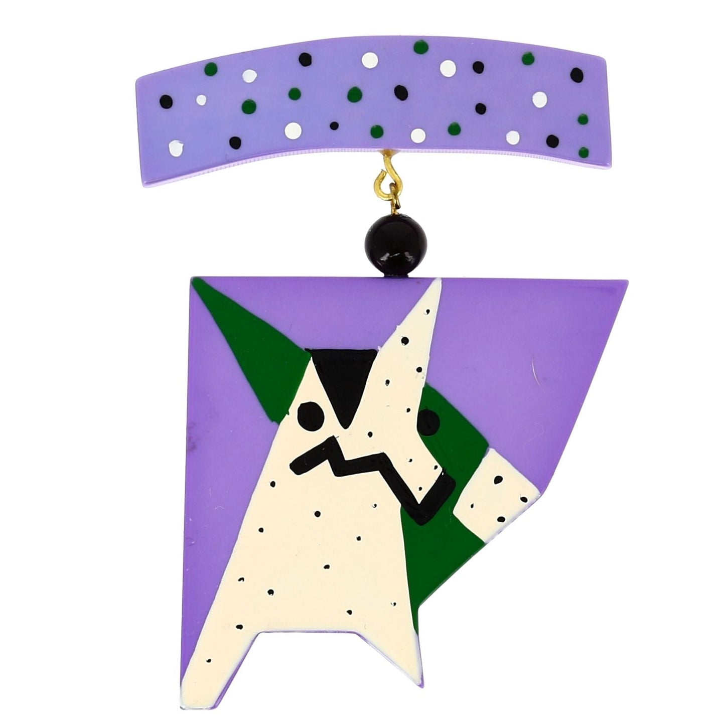 Parma White and Green Dog Medal Brooch - Galalith – Vintage Jewelry - handcrafted by Pavone by Pavone