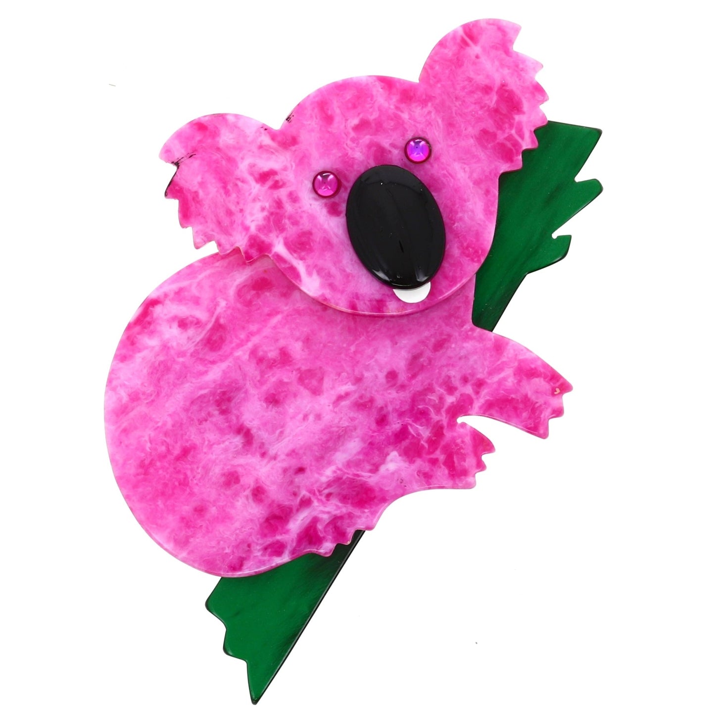 Speckled Fuchsia Koala Brooch - Galalith – Vintage Jewelry - handcrafted by Pavone by Pavone