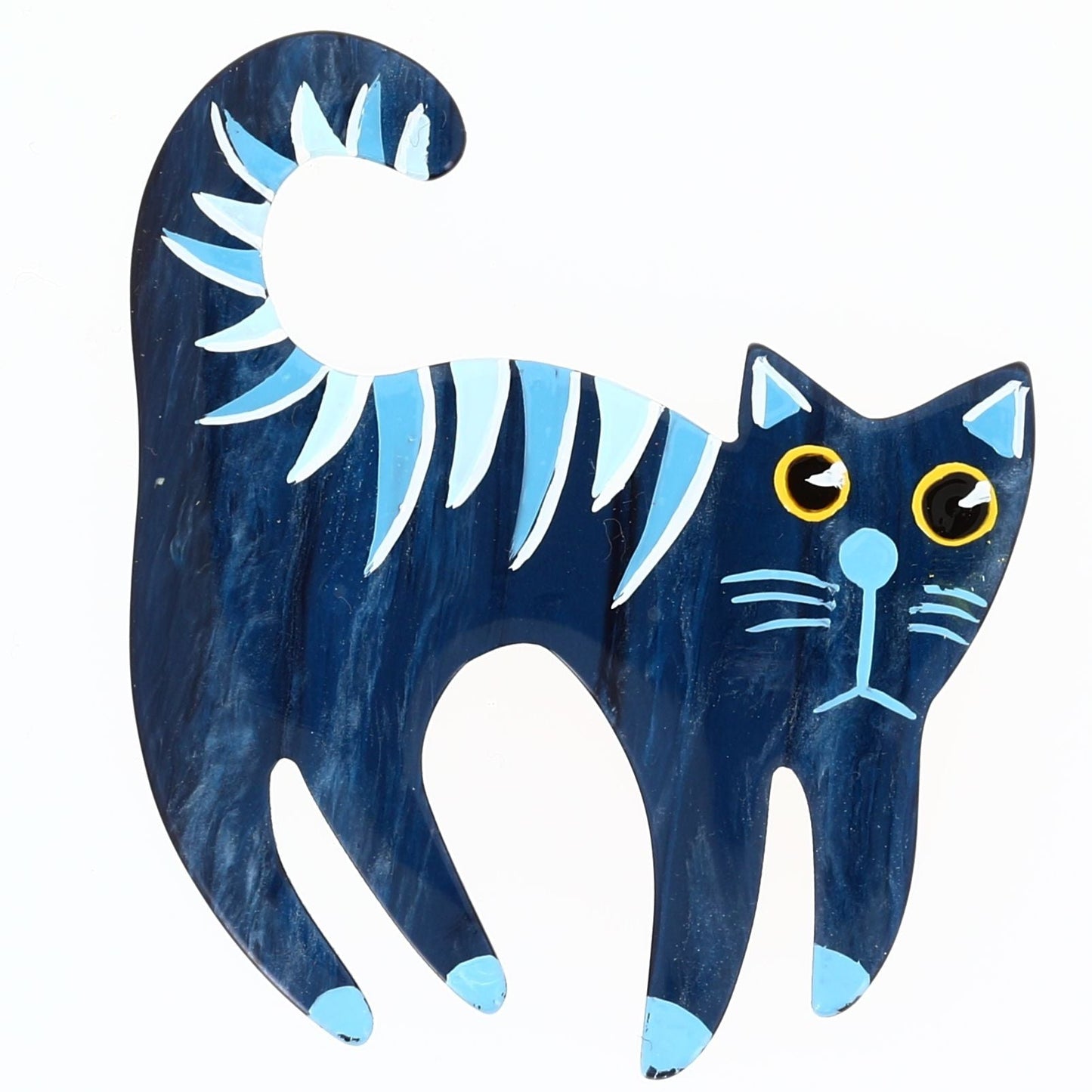 The Wilson Cat Brooch in its Blue Version - Galalith – Vintage Jewelry - handcrafted by Pavone by Pavone