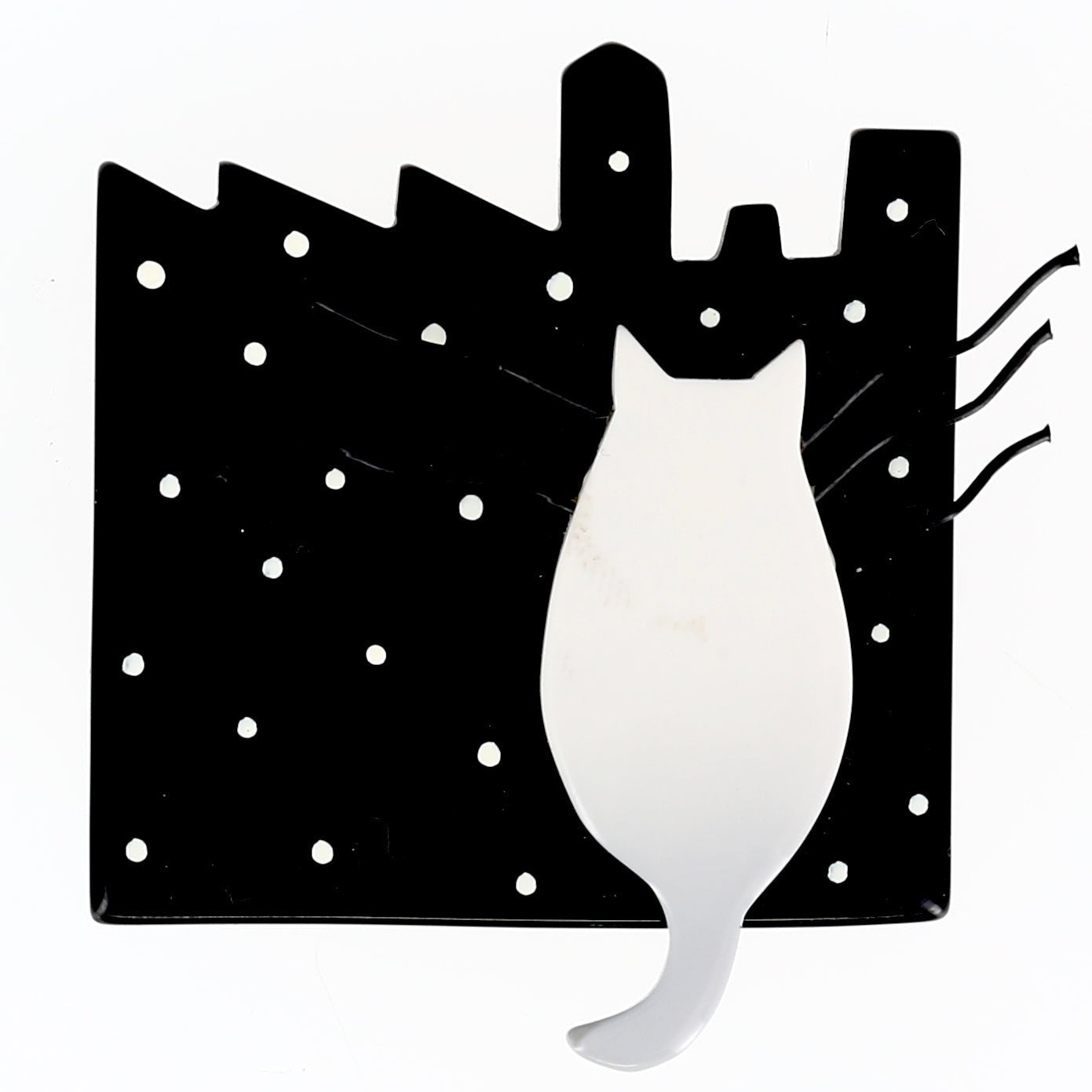 White and Black City Cat Brooch - Galalith – Vintage Jewelry - handcrafted by Pavone by Pavone