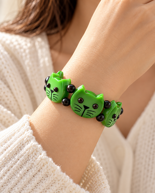 Green Round Cat Head Bracelet
