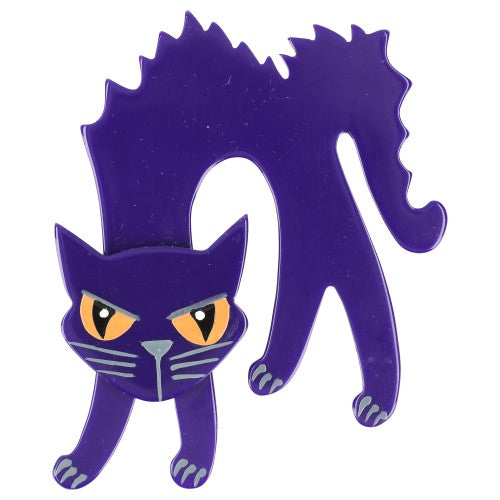 Purple Halloween Cat Brooch