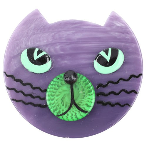 Purple and Green Pink Cat Lynx Brooch