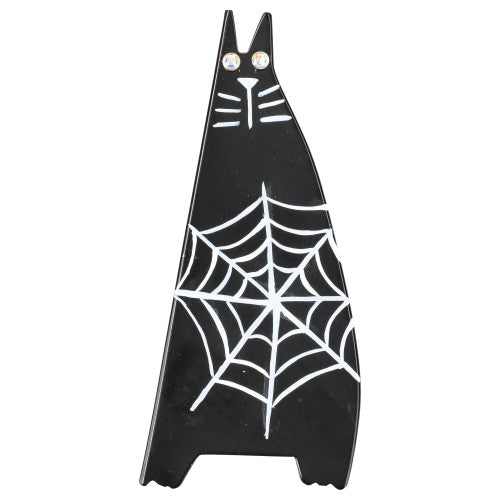 Black with Spiderweb Standing  Chadok Cat Brooch