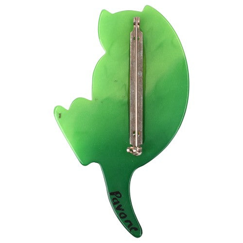 Green Tabby B7 Cat Brooch (right) back side