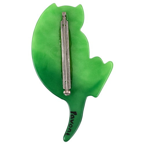 Green Tabby B7 Cat Brooch (link)
 back side