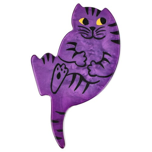 Pearly Purple Tabby B7 Cat Brooch