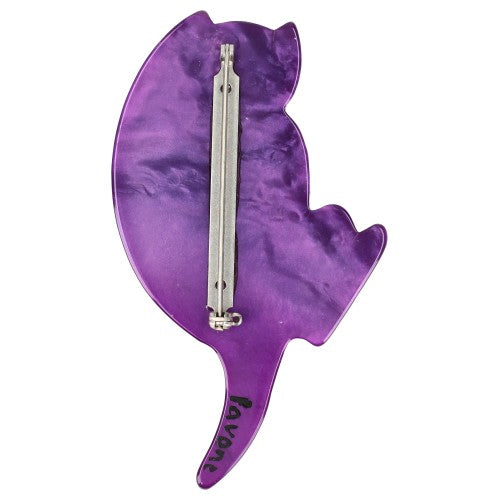 Pearly Purple Tabby B7 Cat Brooch back side