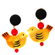 Yellow and Red Sparrow Fox Dog Earrings