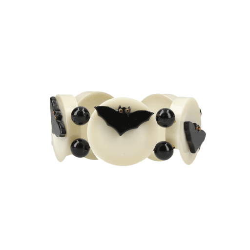 Pearly White and Black Round Bat Bracelet
