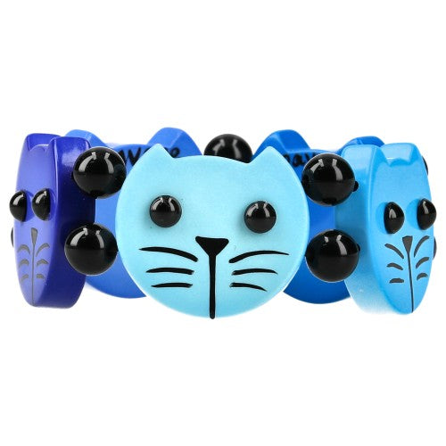 Aquamarine Blue Camaieu Round Cat Head Bracelet 