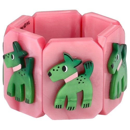 Smoothie Pink with Green Fox Terrier Bracelet