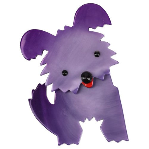 Purple Lilac Bobby Dog Brooch