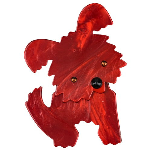 Pearly Copper Red Bobby Dog Brooch