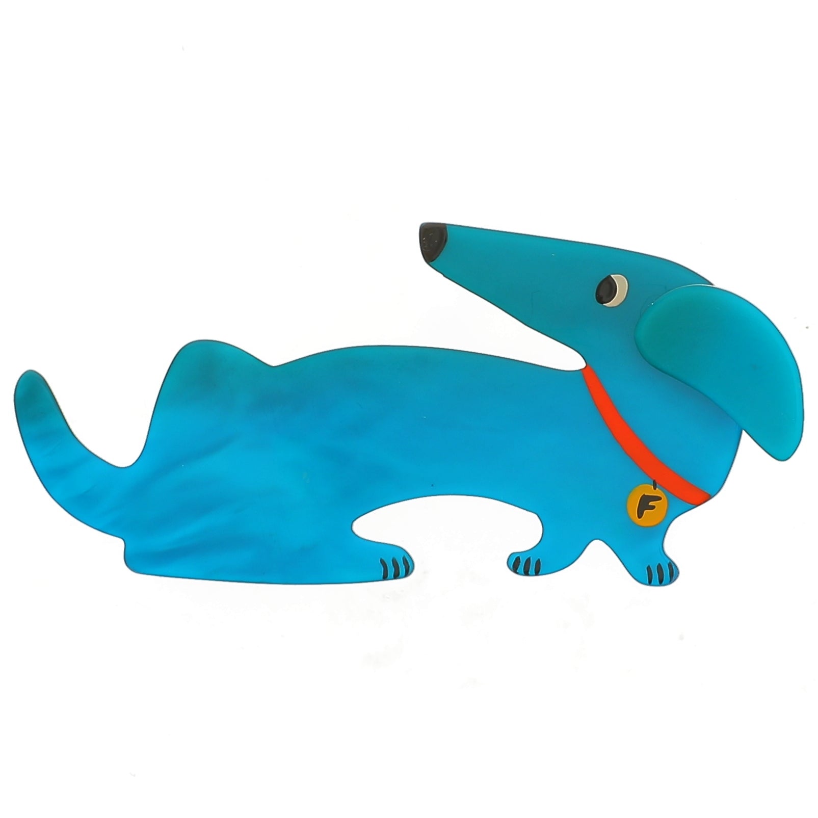 Turquoise Dachshund Fifi Dog Brooch