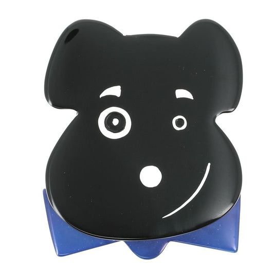 Black Bow Tie Dog Brooch (with red dots) - Galalith – Vintage Jewelry - handcrafted by Pavone by Pavone