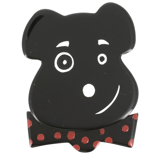 Black Bow Tie Dog Brooch (with red dots) - Galalith – Vintage Jewelry - handcrafted by Pavone by Pavone