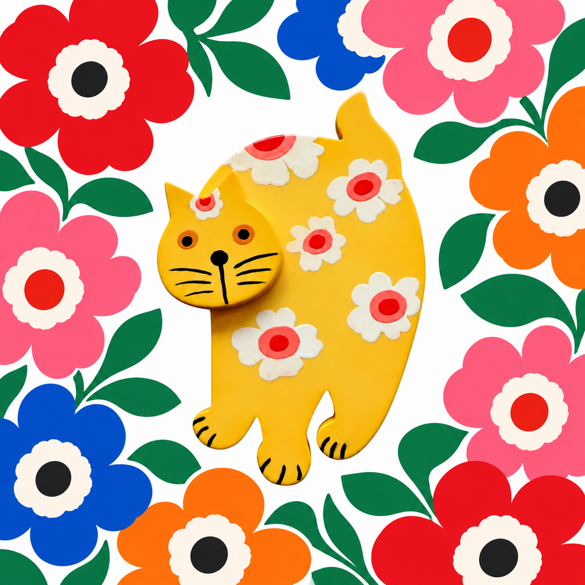 Lemon Yellow Marimekko Titus Cat Brooch 