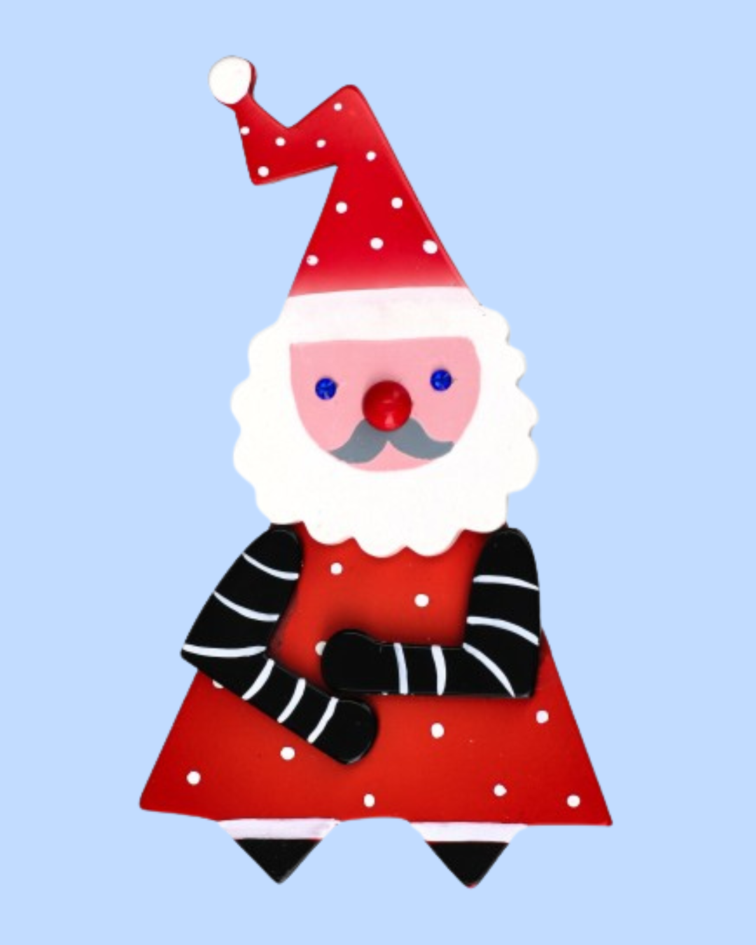 Red and Black with Flakes Santa Claus Brooch