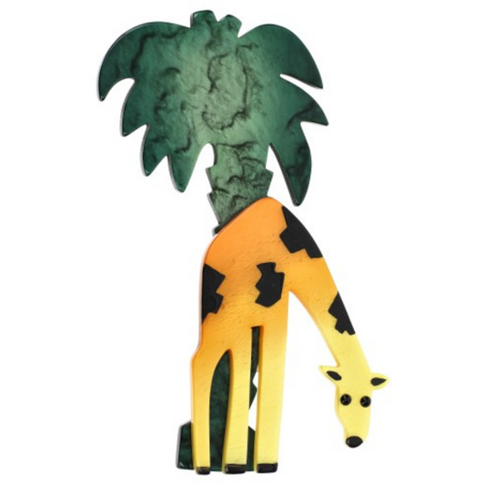 Yellow  Giraffe with Palm Brooch