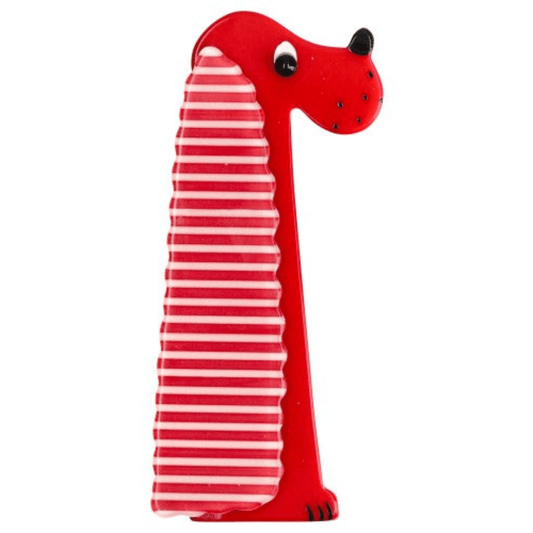 Red with horizontal white stripes Cocker Dog Brooch - Galalith – Vintage Jewelry - handcrafted by Pavone by Pavone