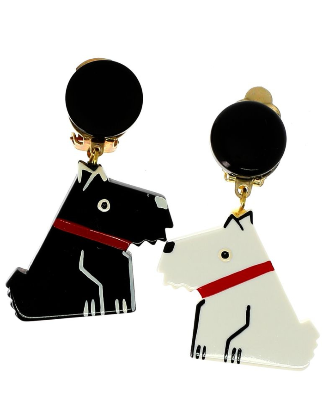 Black and White Ric Dog Earrings 