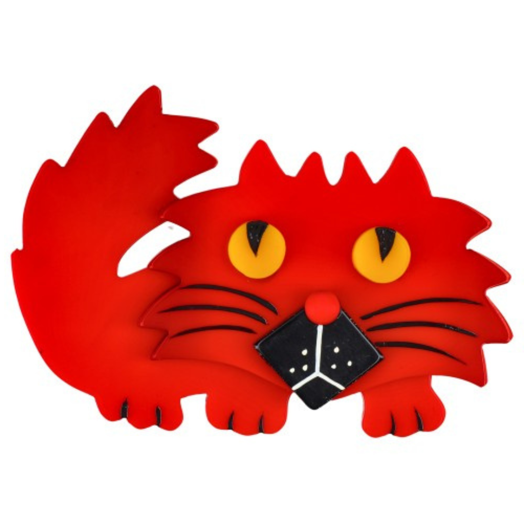 Red, Black and Yellow Rocky Cat Brooch