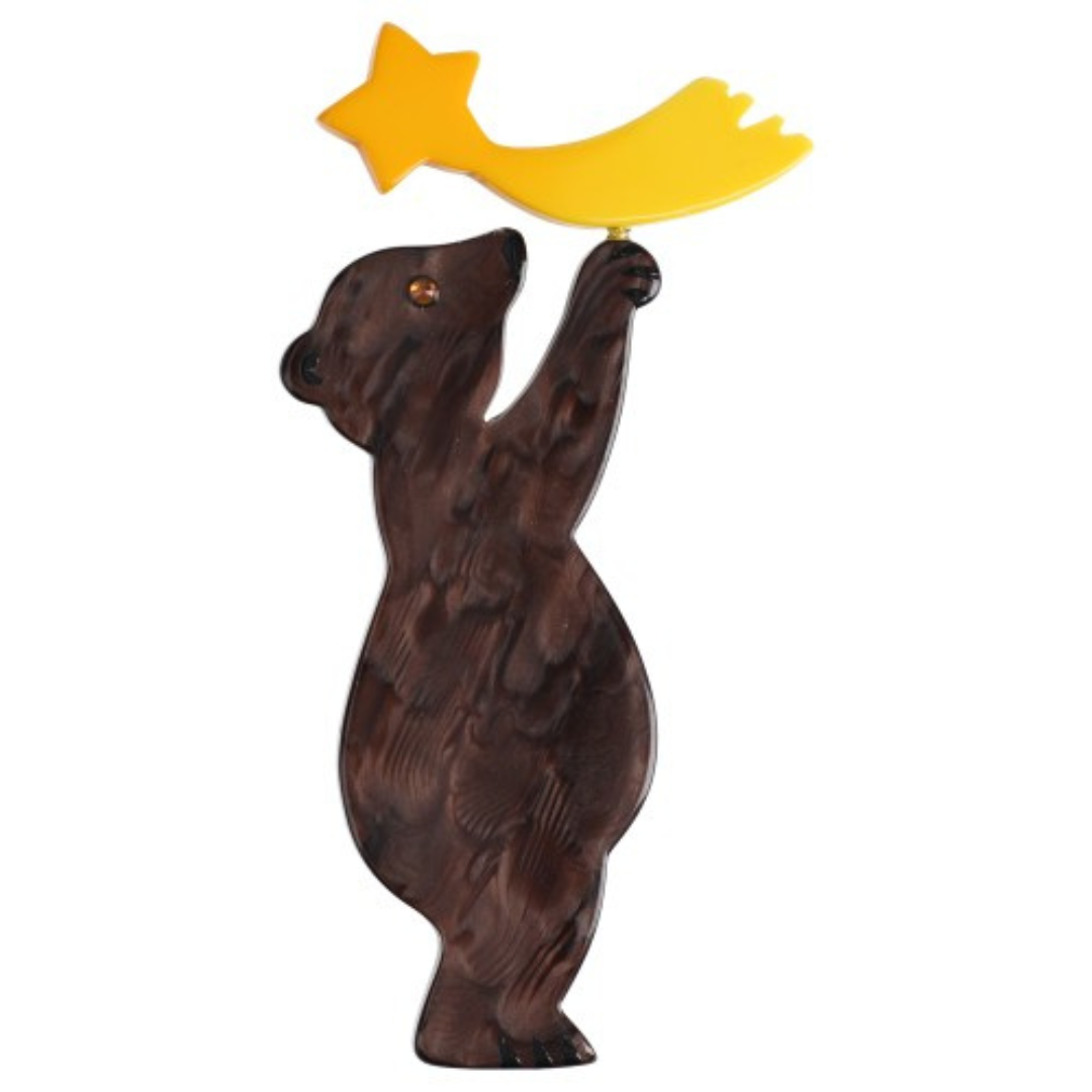 Brown and Yellow Star Bear Brooch