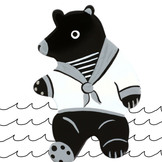 Black and White Sailor Cub Bear Brooch