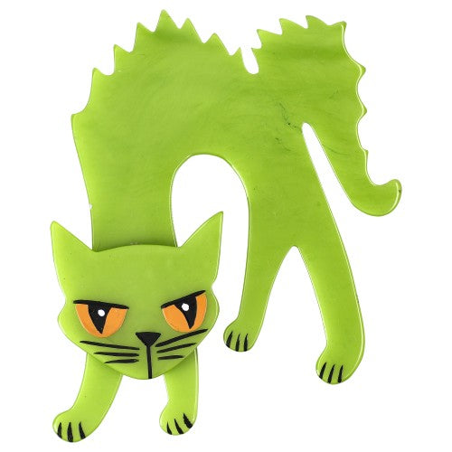 Anise Green Halloween Cat Brooch