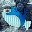 Blue and Azur and white striped Sinbad Cat Brooch