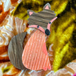 Small Pearly orange and brown Ladyfox Fox Brooch