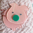 Pink and White Striped Pig Brooch
