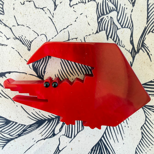 Red Trapezoid Crocodile Brooch