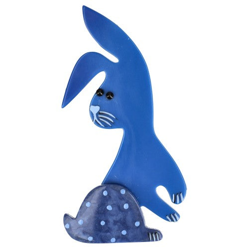 Cobalt Blue with Polka Dots Lulu Rabbit Brooch 