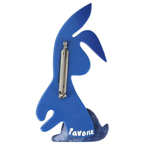 Cobalt Blue with Polka Dots Lulu Rabbit Brooch  back side