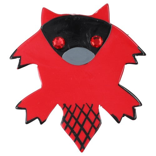 Red Geometric Mini Bat Brooch