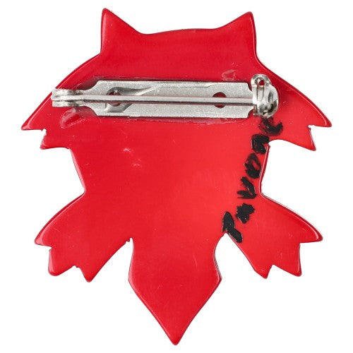 Red Geometric Mini Bat Brooch back side
